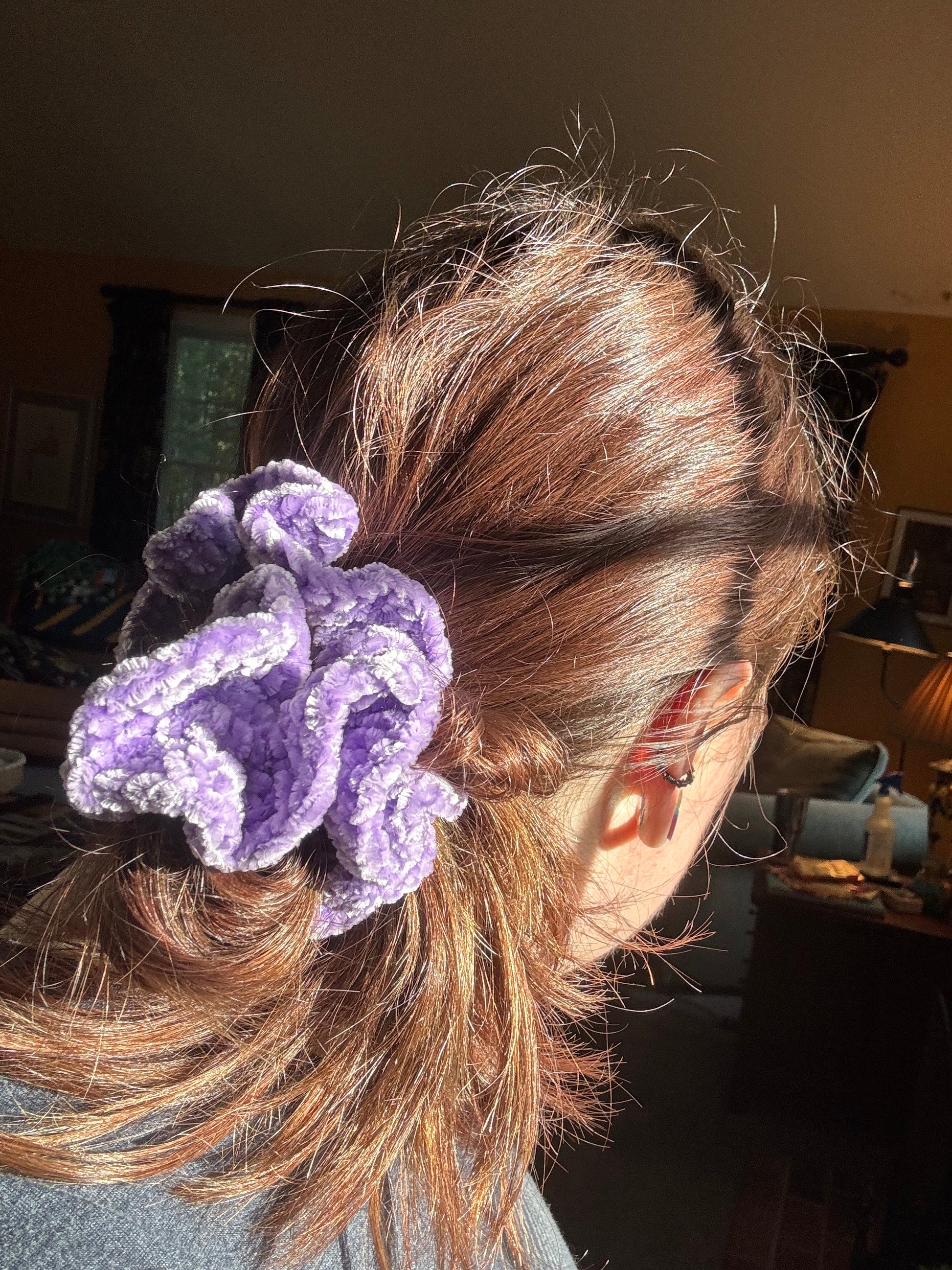 Purple Crochet Scrunchie
