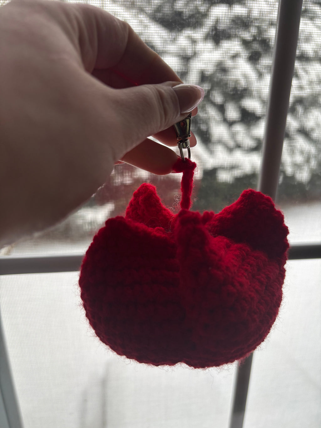 Red Crochet Tulip Keychain