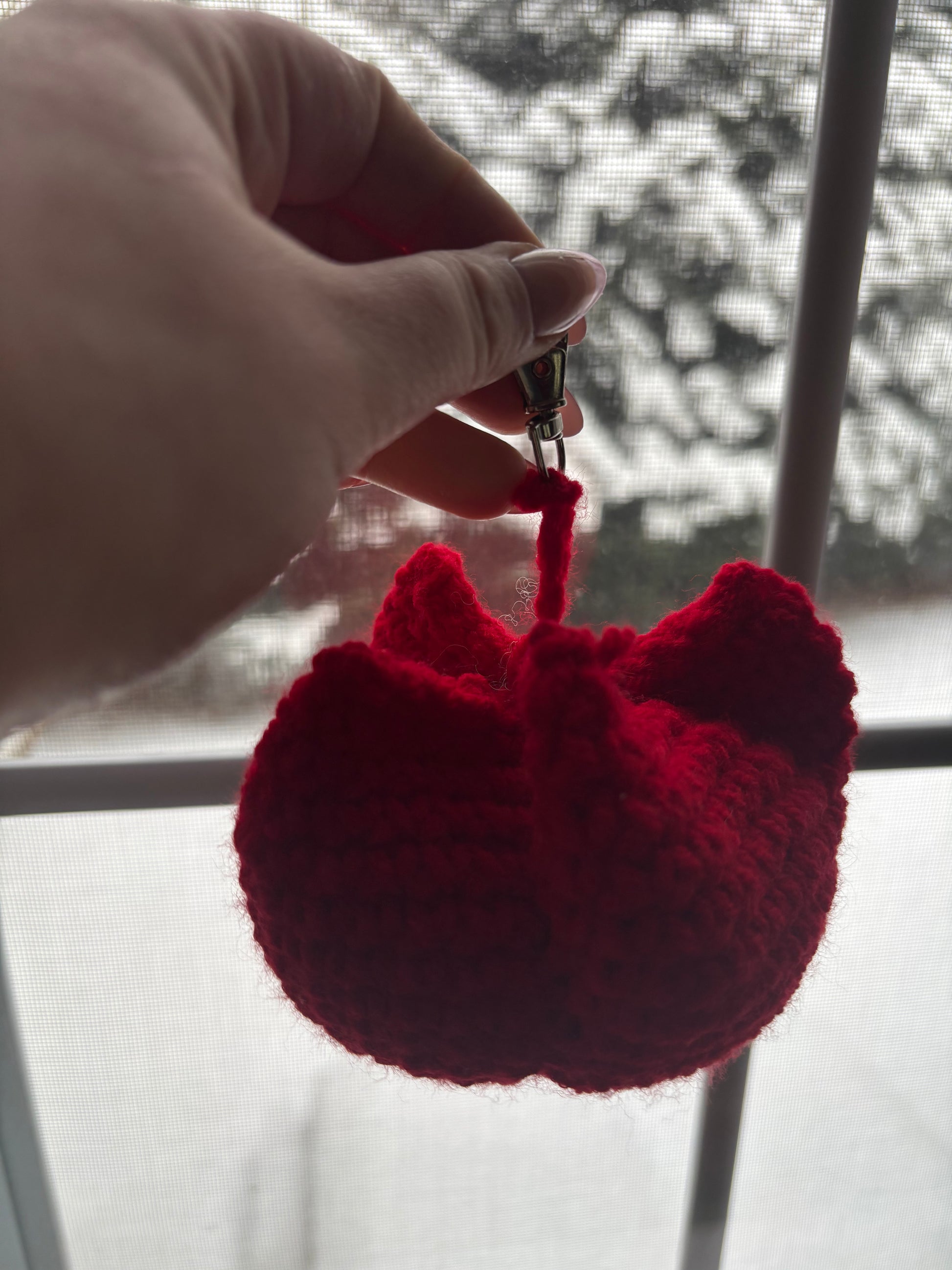 Red Crochet Tulip Keychain