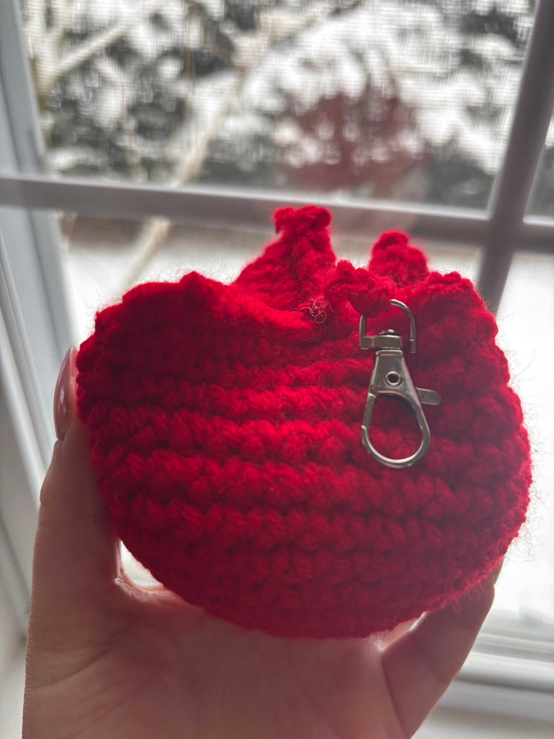 Red Crochet Tulip Keychain