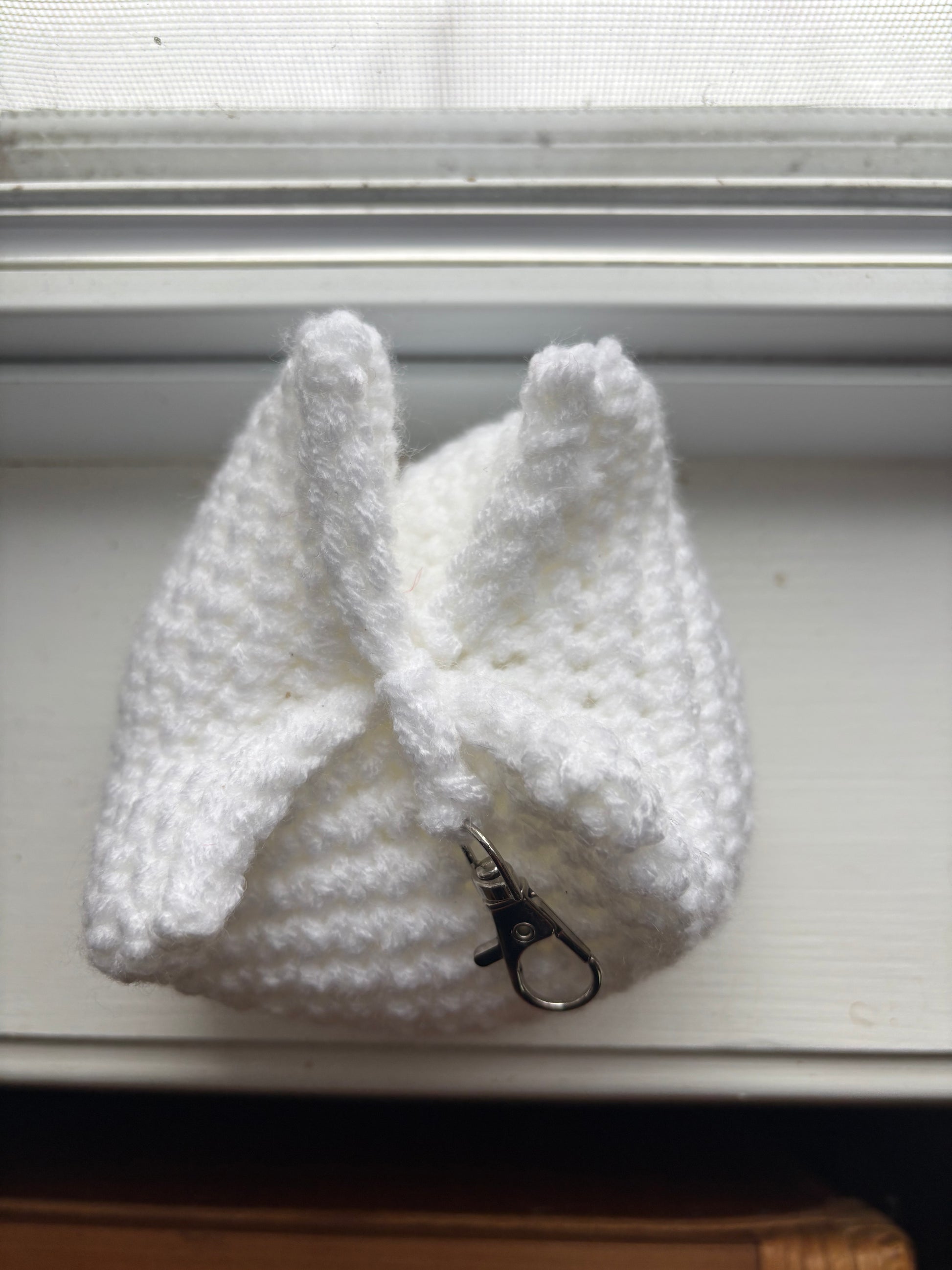 White Crochet Tulip Keychain