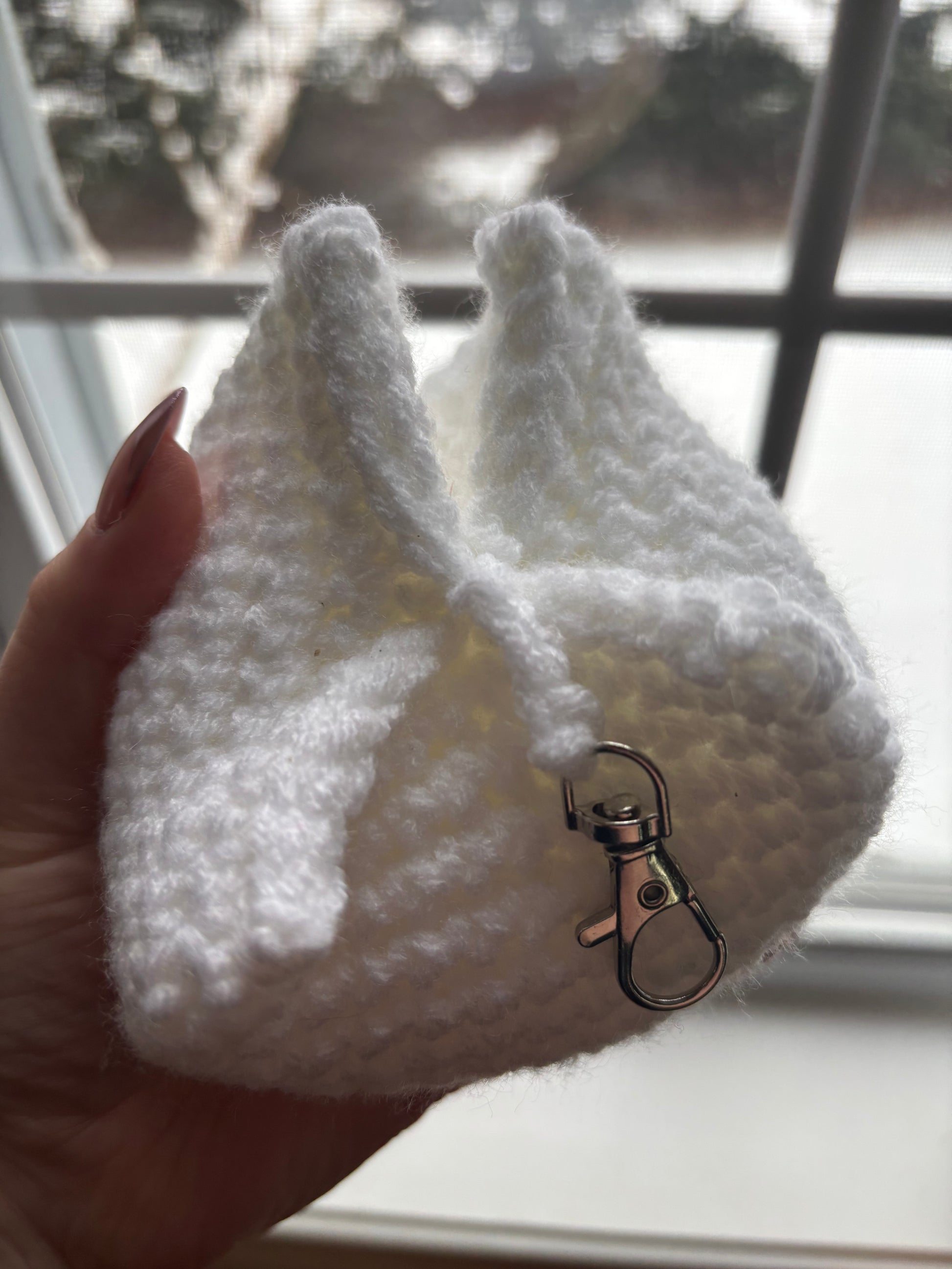 White Crochet Tulip Keychain