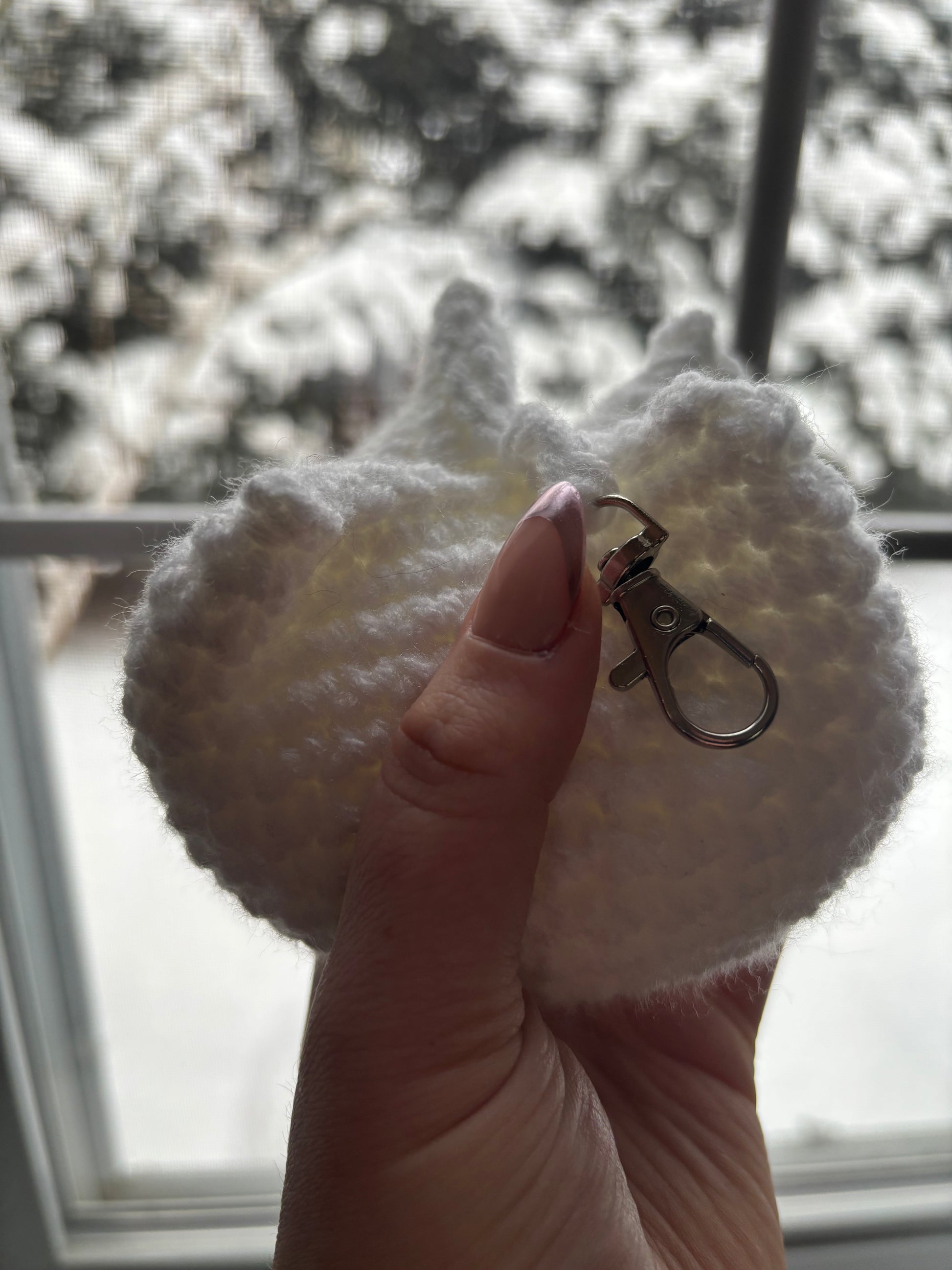 White Crochet Tulip Keychain