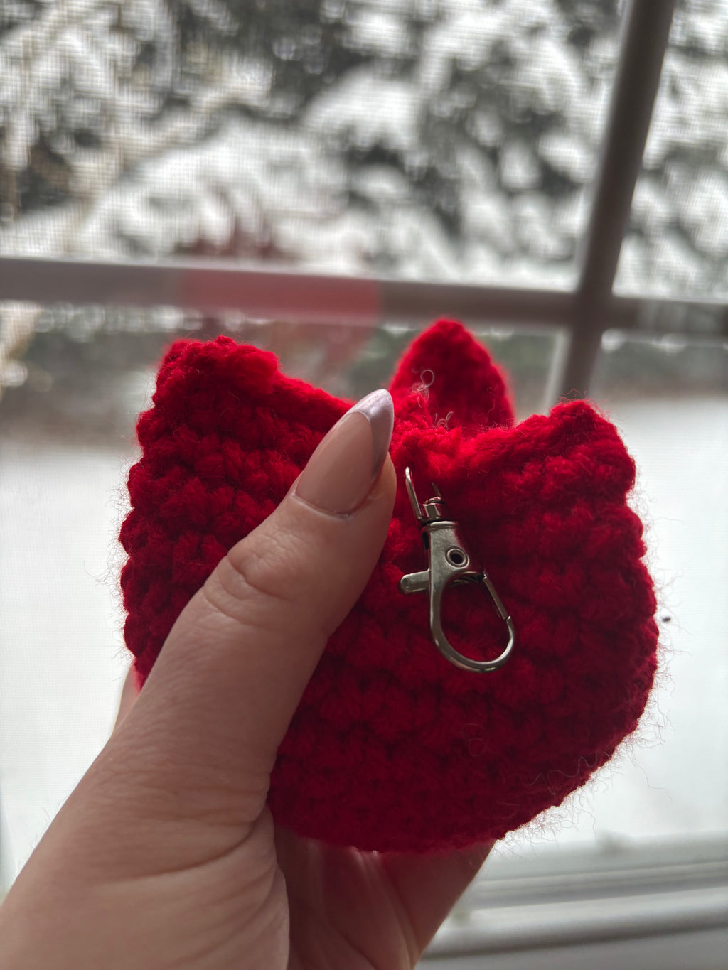 Red Crochet Tulip Keychain