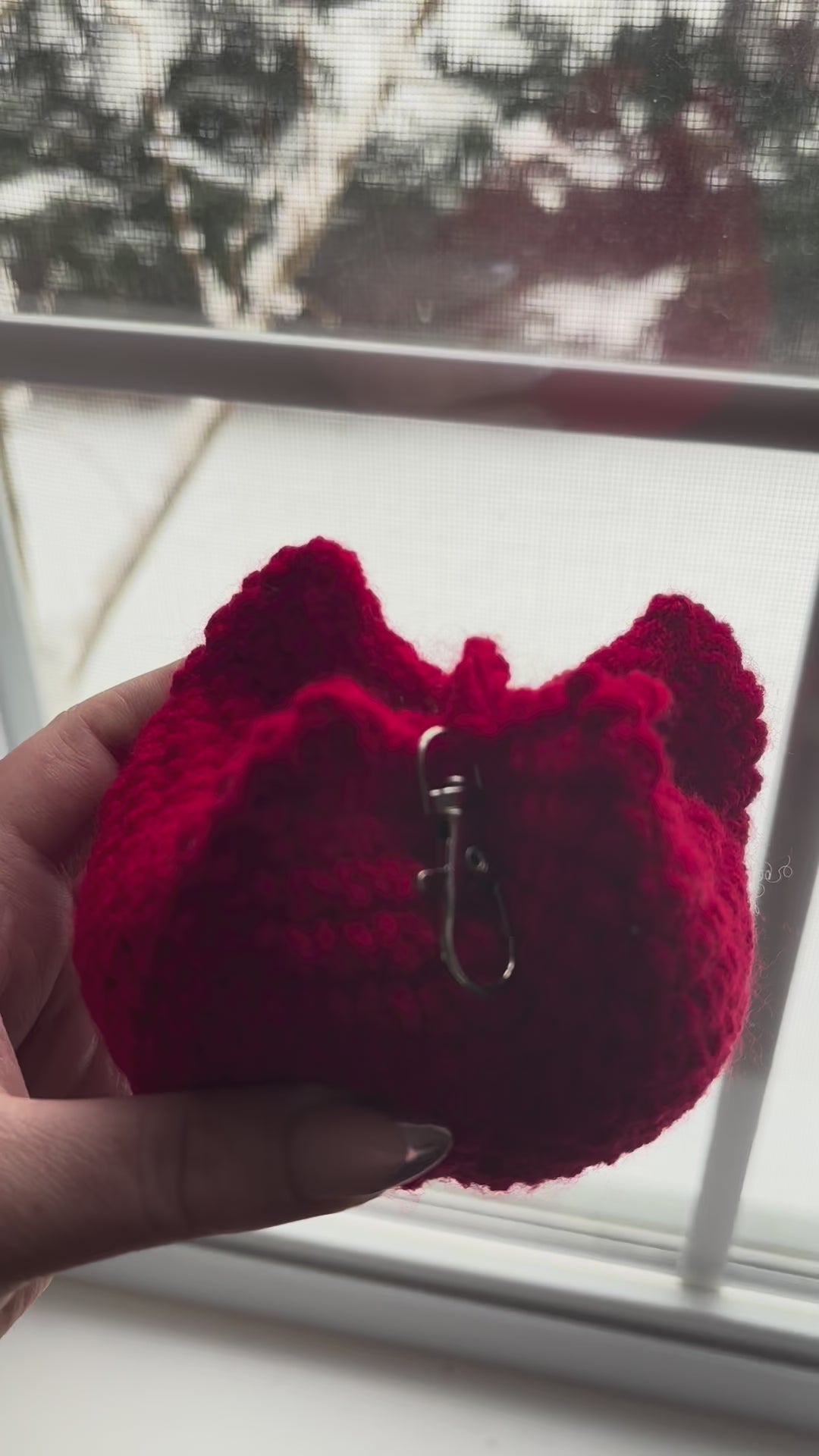 Red Crochet Tulip Keychain
