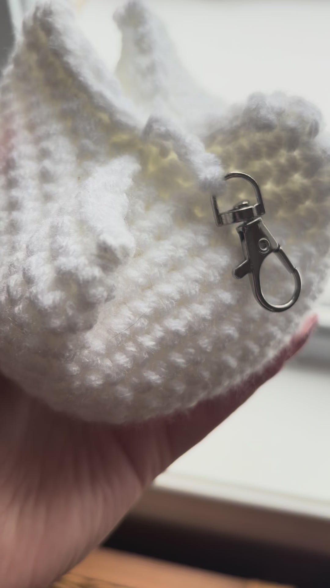 White Crochet Tulip Keychain